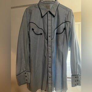 Men's vintage Blue Western Shirt. Pearl snap made in USA  large